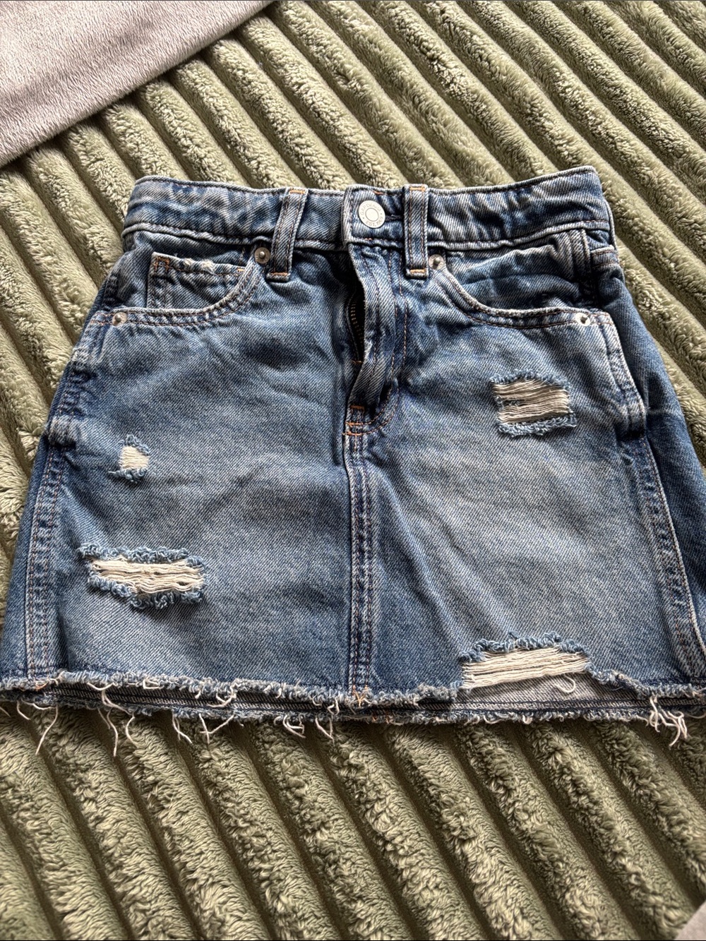 GAP Light Blue Distressed Denim Mini Skirt